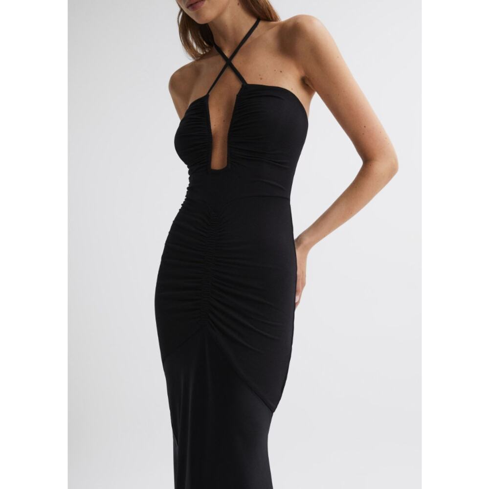 🖤 REISS Thalia Black Sculpted Jersey Mix Bodycon Dress Size 8 NWT - Picture 4 of 14